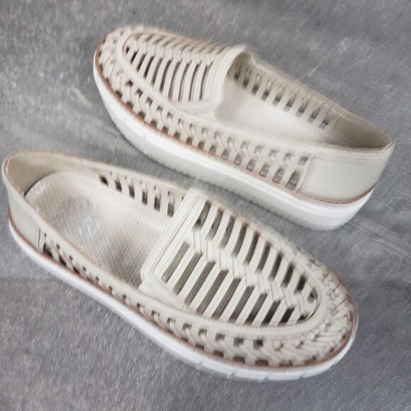 Vince Camuto Shoes Womens 5 M Cream Woven Slip-On Romeen Platform Sneakers - Picture 2 of 12